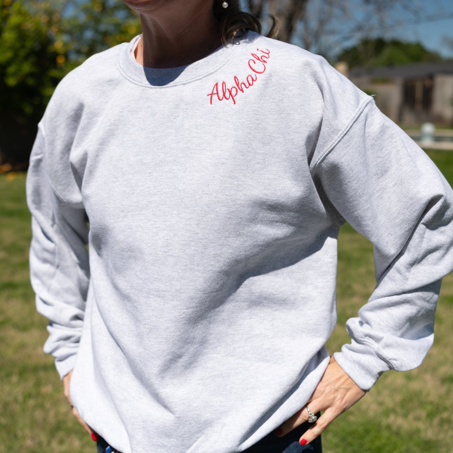 Alpha Chi Omega Embroidered Crewneck
