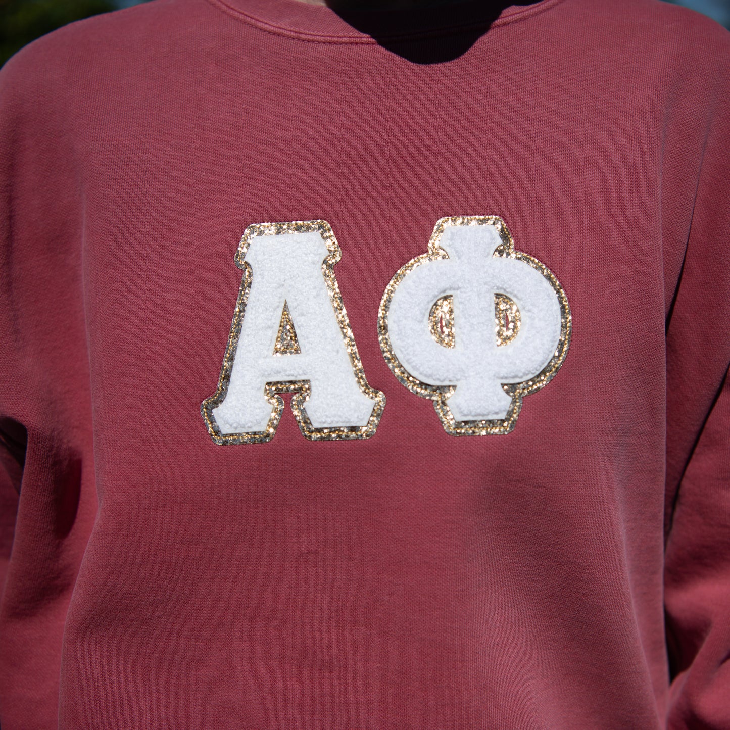 Alpha Phi Large Chenille Patch Crewneck