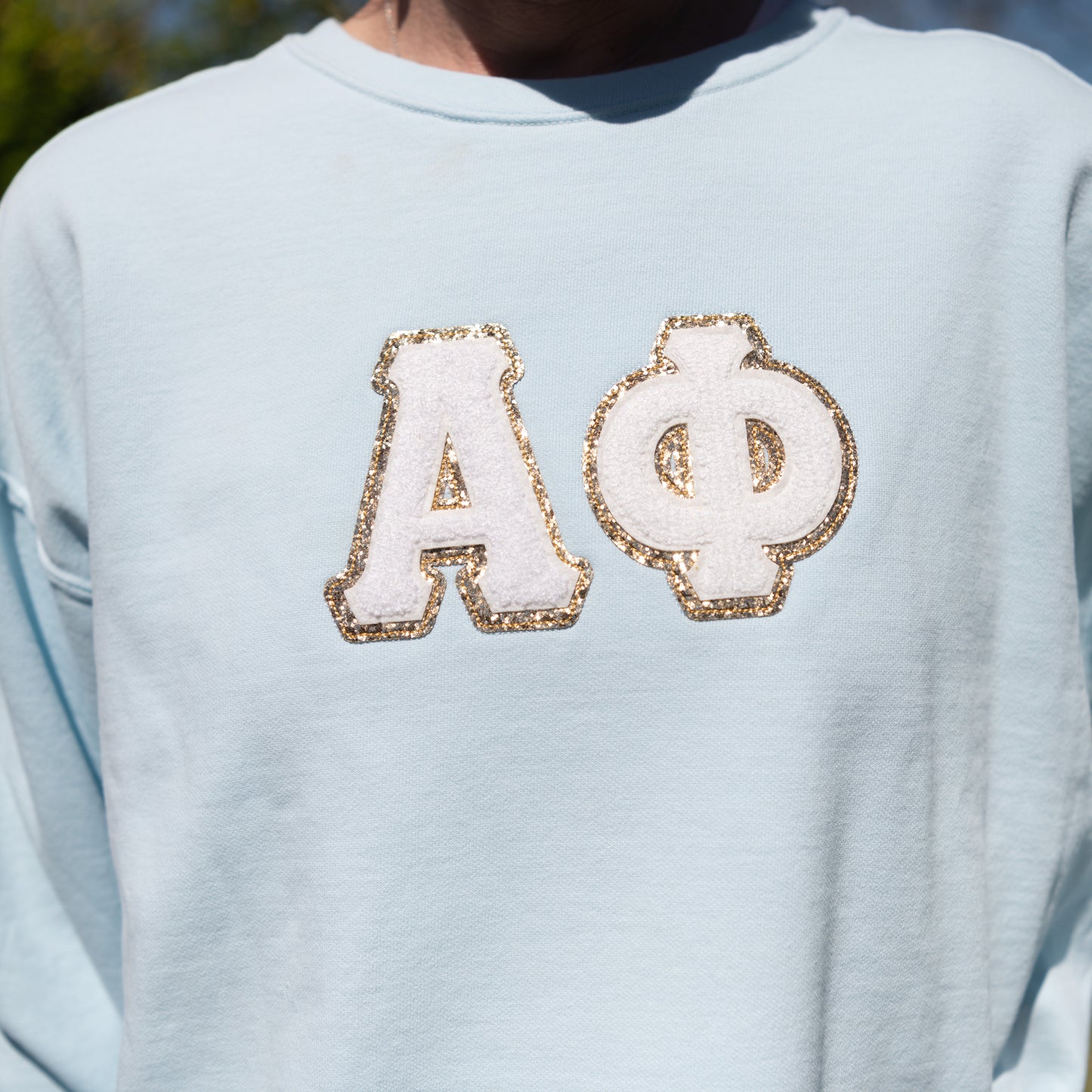Alpha Phi Large Chenille Patch Crewneck
