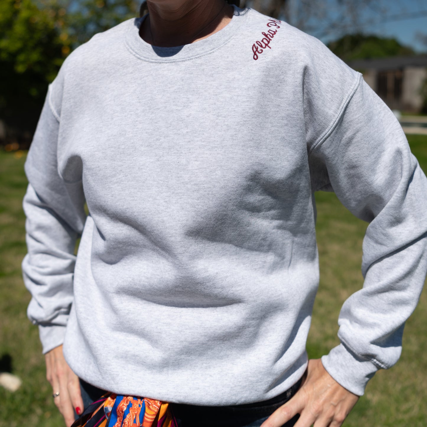 Alpha Phi Embroidered Crewneck