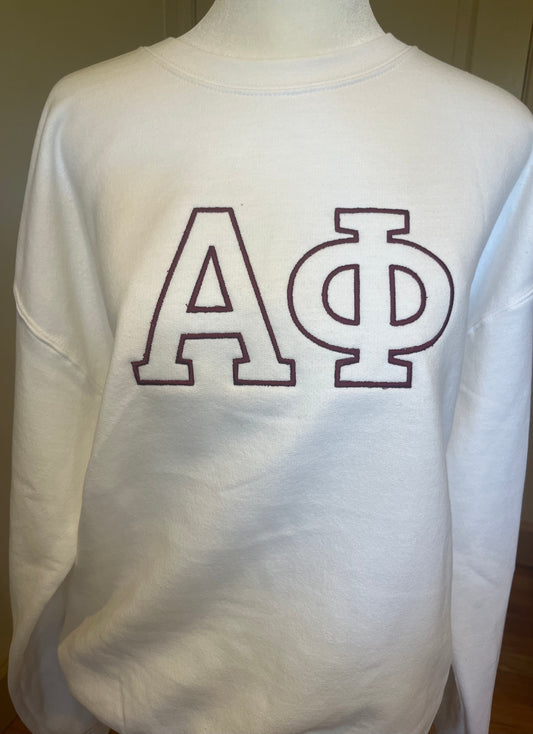 Alpha Phi embroidered crewneck in burgundy