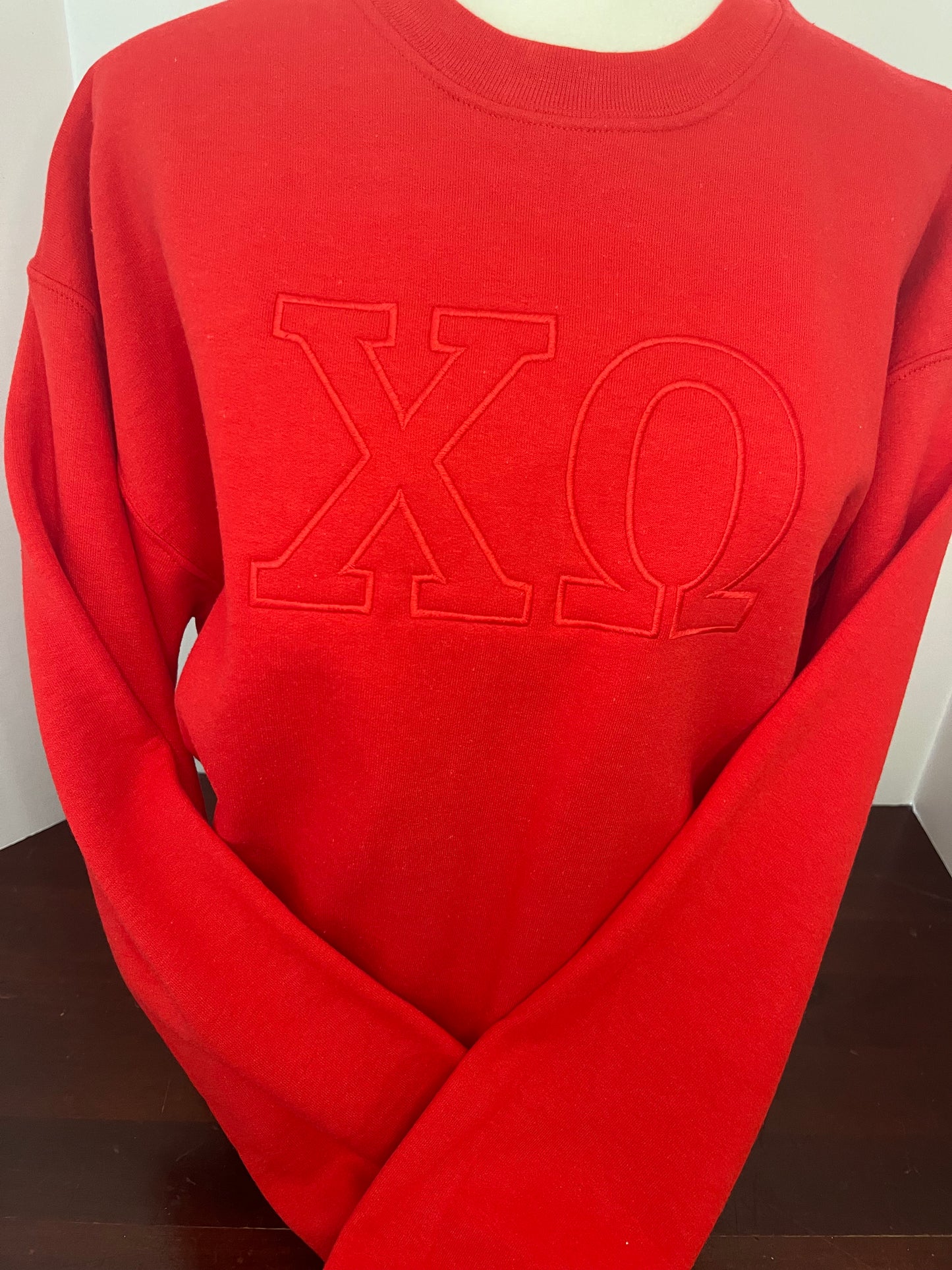 Chi Omega Monochromatic Embroidered Crewneck