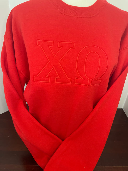 Chi Omega Monochromatic Embroidered Crewneck